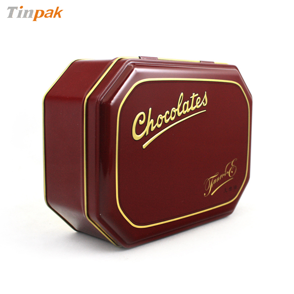 octagonal chocolate tin box